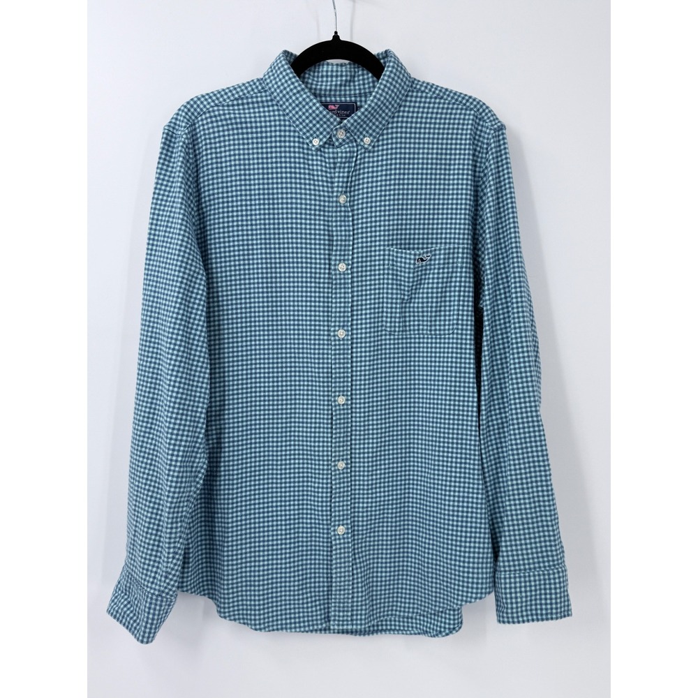 Vineyard Vines Tucker Flannel Shirt Gingham Button Down mens sz L Preppy